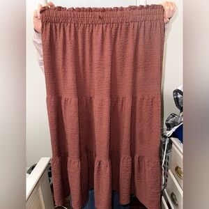 (2) SHEIN Tiered Maxi Skirt in Rust and Navy